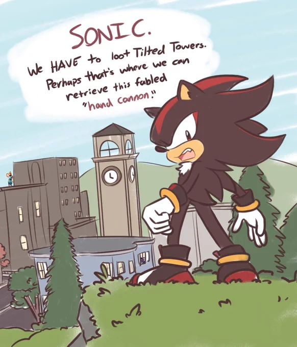 Christmas came early for some of yall here's baby's first sonic fanart ft. shadow in fortnite 