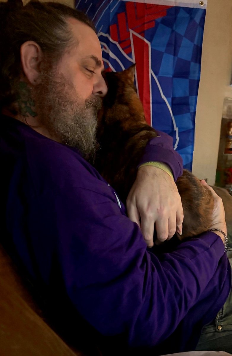 BrandonMSparks's tweet image. Me and Belfast.
She is NEVER on my lap, and I can&apos;t confirm if she did or did not willingly sit here. 
#CatTwitter