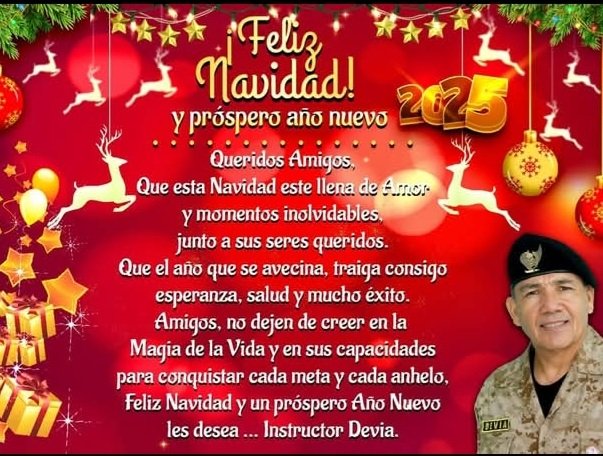 InstructorDevia's tweet photo. Un fuerte abrazo y que pasen unas lindas fiestas de fin de año. https://t.co/Oq2xvFrhft