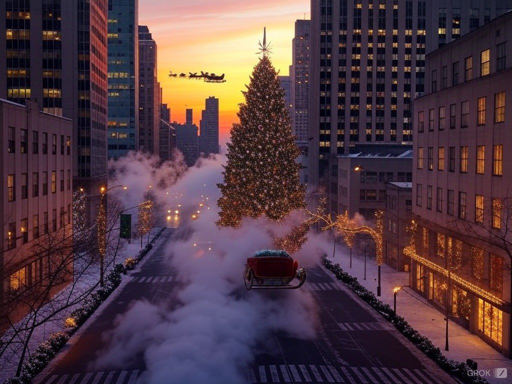 Merry Christmas to all my friends who celebrate it this evening (with Grok generated card)!