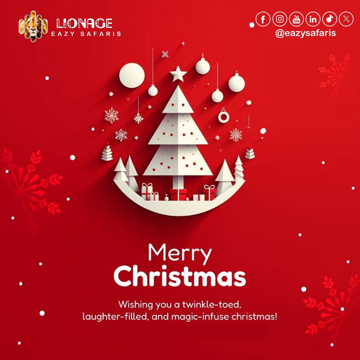EazySafaris's tweet photo. We bring to the season greetings 
And we so grateful for how far we have come this year and we look forward to going bigger and better come next year 
#limitlessjoy 
#limitless_adventure https://t.co/Jw2SuCPXNB