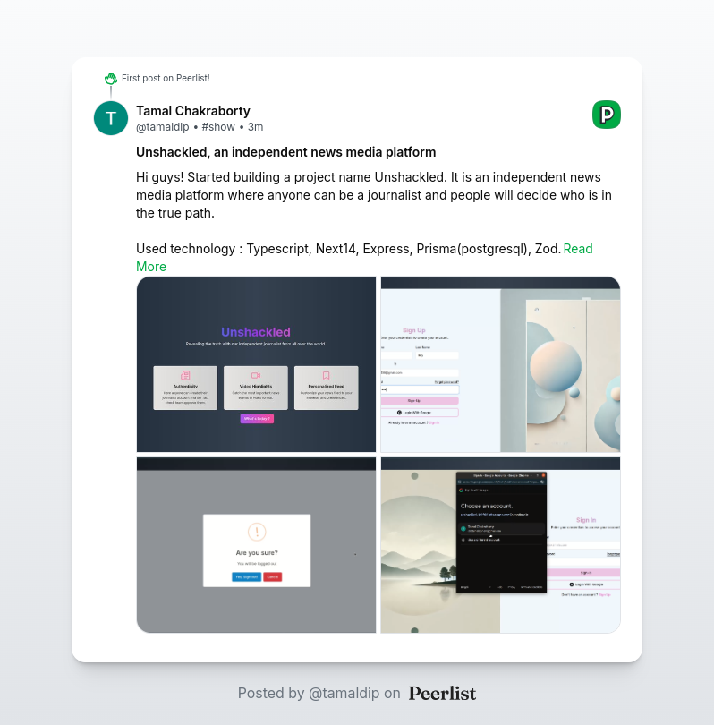 TamalCDip's tweet photo. I also post stuffs on @Peerlist. We can also connect there if you want 😄

My peerlist profile : https://t.co/9ySEoAsXAU https://t.co/SkMFUz847A