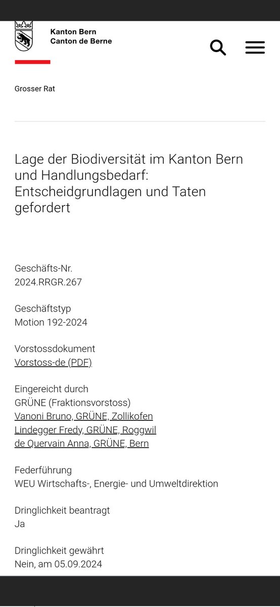 Ja, nach dem katastrophalen #Nein zur #Biodiversitätsinitiative warten wir auf Antwort und #Taten , nicht nur im grössten Agrarkanton der Schweiz, im <a href="/kanton_bern/">Kanton Bern</a> <a href="/gruenebern/">GRÜNE Kanton Bern</a> gr.be.ch/de/start/gesch…