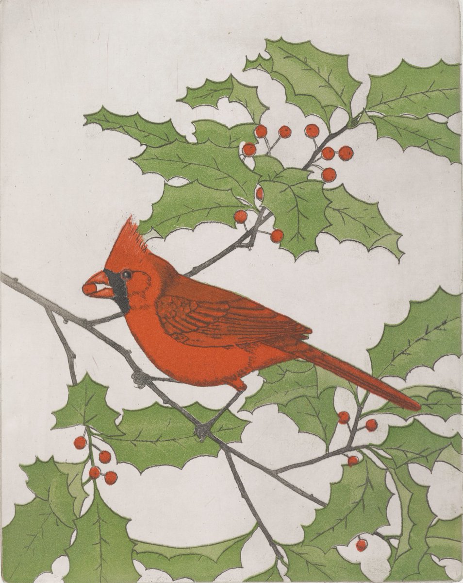 Happy Holidays! Mia is closed December 24th &amp; 25th.

Cardinal on American Holly (detail), 1968 by Maurice R. Bebb, United States, 1891–1985. Color soft-ground etching and aquatint. Gift of Allen Brookins-Brown, P.91.35.8, Copyright of the artist, artist's estate, or assignees.