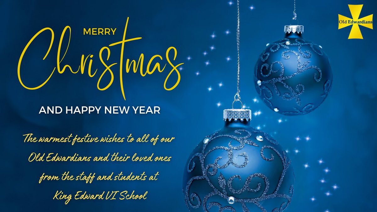 OEs_Stratford's tweet photo. Merry Christmas from all of us at the Old Edwardians Association🎄  

Sending warm wishes for a joyful holiday season from the staff &amp; students of @KES_Stratford . May your Christmas be filled with happiness, &amp; the New Year bring peace &amp; success to all.  

#OldEds #KESStratford https://t.co/1knEcwc1Yr