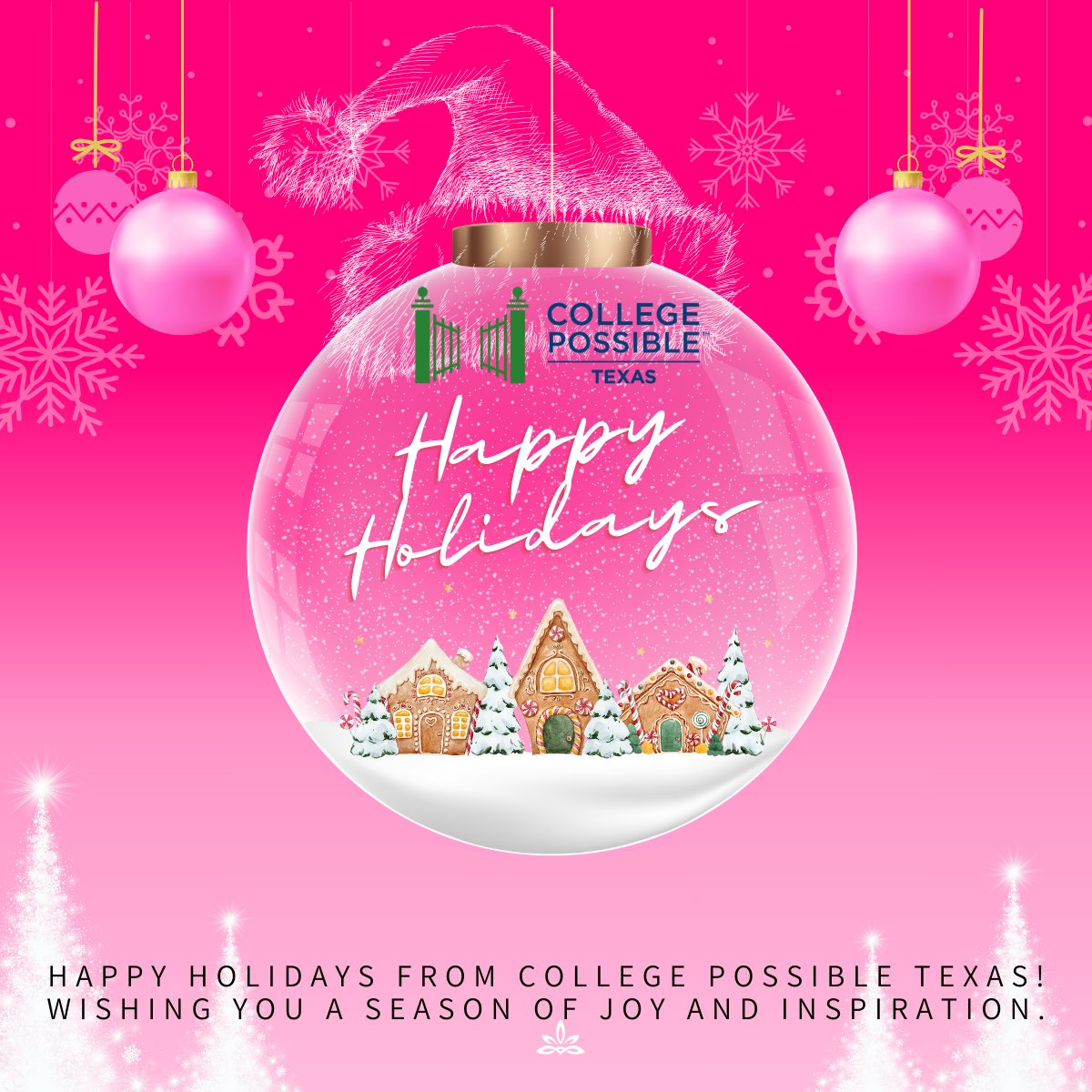 Happy Holidays from College Possible Texas! 🎄✨ Wishing you a season filled with joy, love, and dreams as bright as the future we’re building together. ❄️❤️ #HappyHolidays #CollegePossible