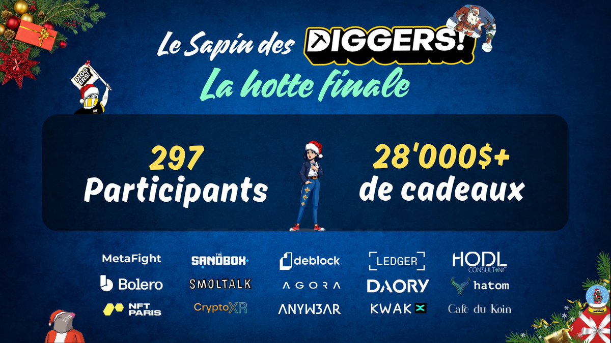 [CALENDRIER DIGGERS 2024] Jour 24 ⛏️🎄

Ca y est, notre sapin touche à sa fin ! 🫶

L'occasion pour nous de vous remercier encore une fois pour cet élan de générosité de la part de tous les Diggers, où nous avons encore pu voir à quel point cette communauté est soudée 🥰

Pour