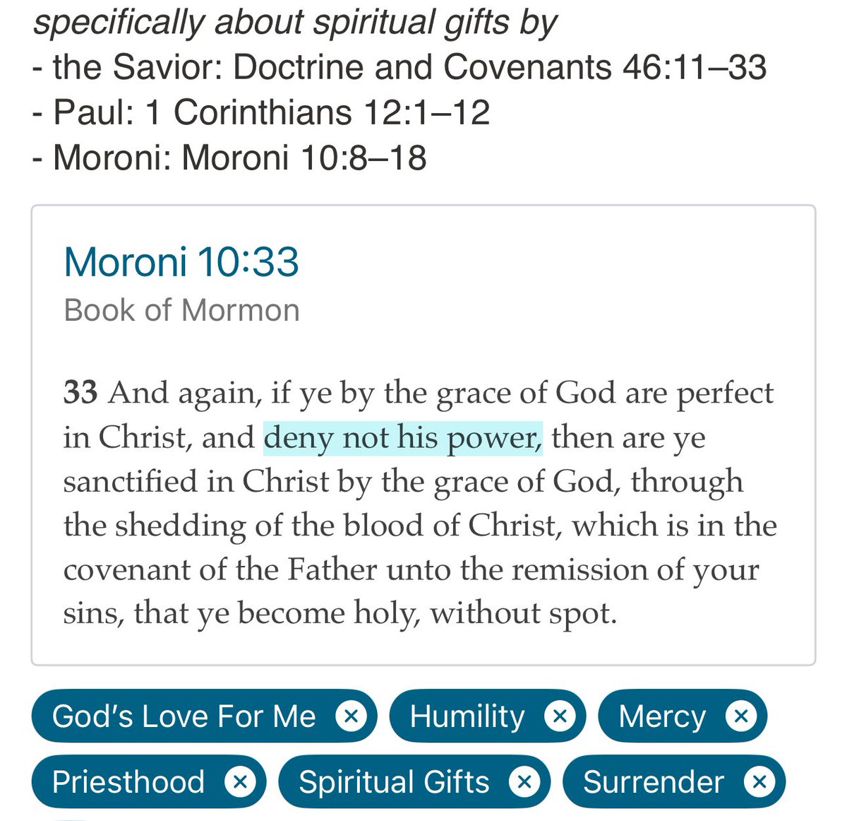 MyGospLib_Notes's tweet image. My heart is full. The First Presidency approved my request. My stake president restored to me all priesthood and temple blessings.
Jesus Christ heads His church. He makes repentance possible. He changes me. I know He will make me perfect — in Him. 🙏🏻
Note on Moroni 10:33.