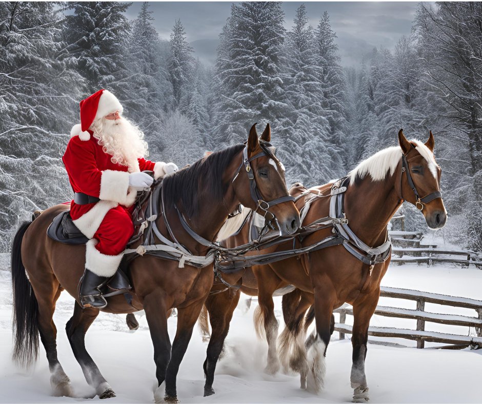 On Christmas Eve up in the North Pole, Santa has many other means of transportation besides his trusty reindeer, from snowmobiles that zip through the icy winds to festive sleighs powered by elves' ingenuity. Don't forget to leave out the snacks 🎅 🐴