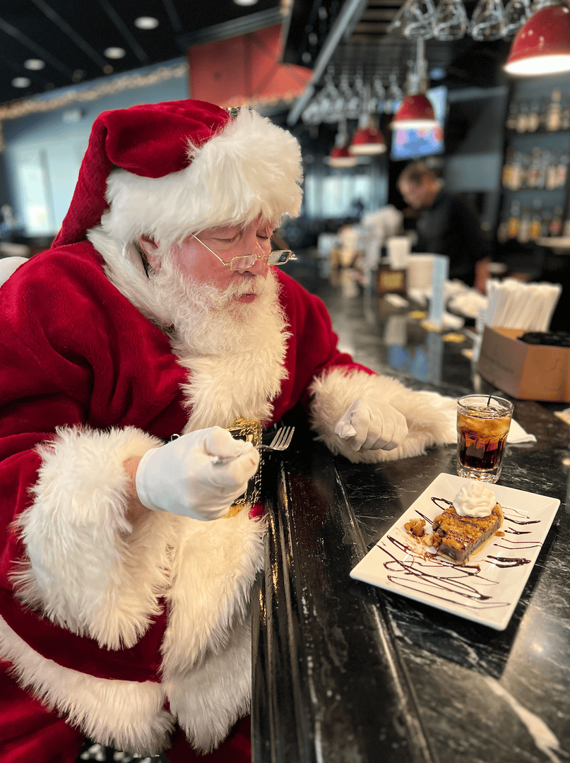 Santa fueling up for his sleigh ride at the Bristol bar &amp; grille before his big night!