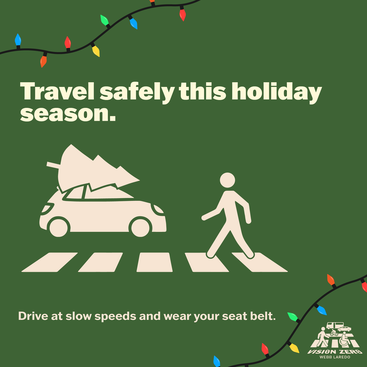 webb_rma's tweet photo. In Webb County, two top contributing factors for serious crashes are speeding and seat belt usage. Drive at appropriate speeds and wear your seat belt to keep people safe.   

This Holiday season, give the gift of safety and travel responsibly.

#Vision0WebbLaredo https://t.co/xRXPwL1fGE
