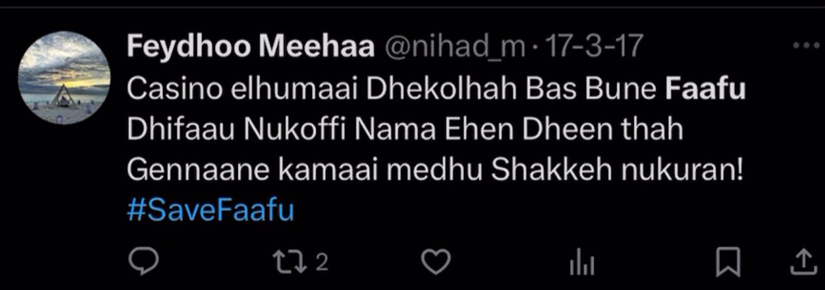 “Faafu atoll vikkalanee ey kiyaigen hingi harakaai” you say . . .