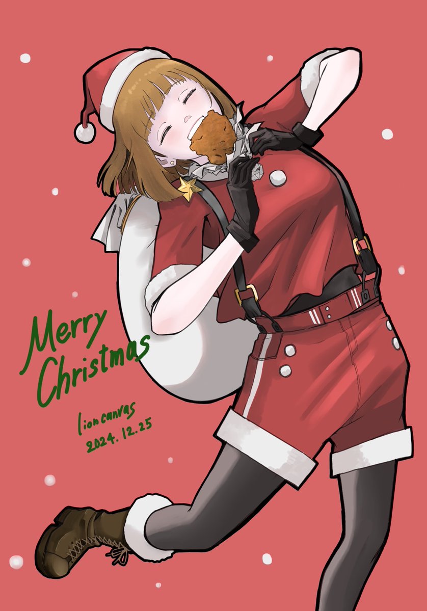メリークリスマス！
皆さんは何か決まって食べる物ありますか！？僕はモスチキンを食べます！なぜって？
骨が少ないからさっ！！
Happy Merry Christmas!!!
#イラスト #メリクリ #メリークリスマス
