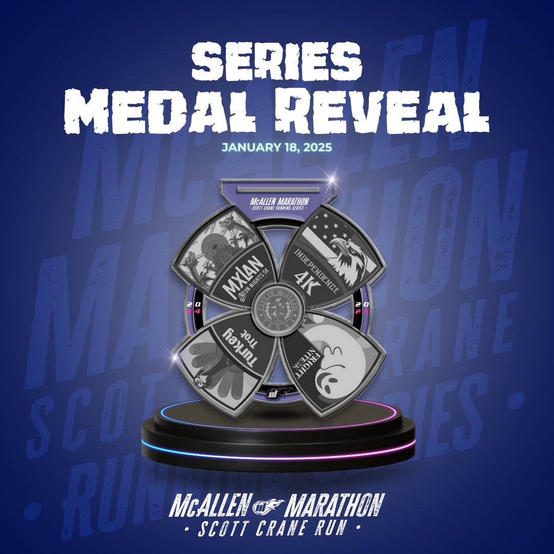 The moment you've been waiting for!✨🏅

We are excited to reveal the 2025 McAllen Marathon Series Medal. Every mile you conquer brings you closer to this.🏃‍♀️🏃‍♂️

#McAllenMarathon #SeriesMedal