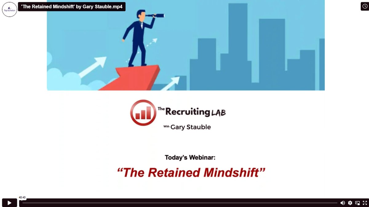 TopEchelon's tweet photo. Top Echelon #Recruiting Software is pleased to present a FREE training video for professional #recruiters and #ExecutiveSearch consultants: “The Retained Mindshift” by Gary Stauble! https://t.co/IDN7yRHFwj #RecruitingSoftware #ATS #Hiring #Recruitment #TalentAcquisition #CRM https://t.co/PpfZ6gG2Y0