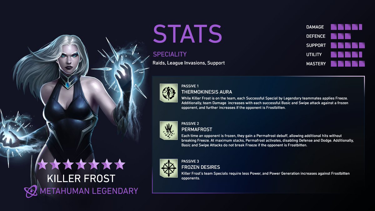 Injustice2Go's tweet photo. Spread the power of Freeze and elevate your team with the icy force of #KillerFrost this holiday season. ❄️ #INJ2mobile https://t.co/j588AW0gEb