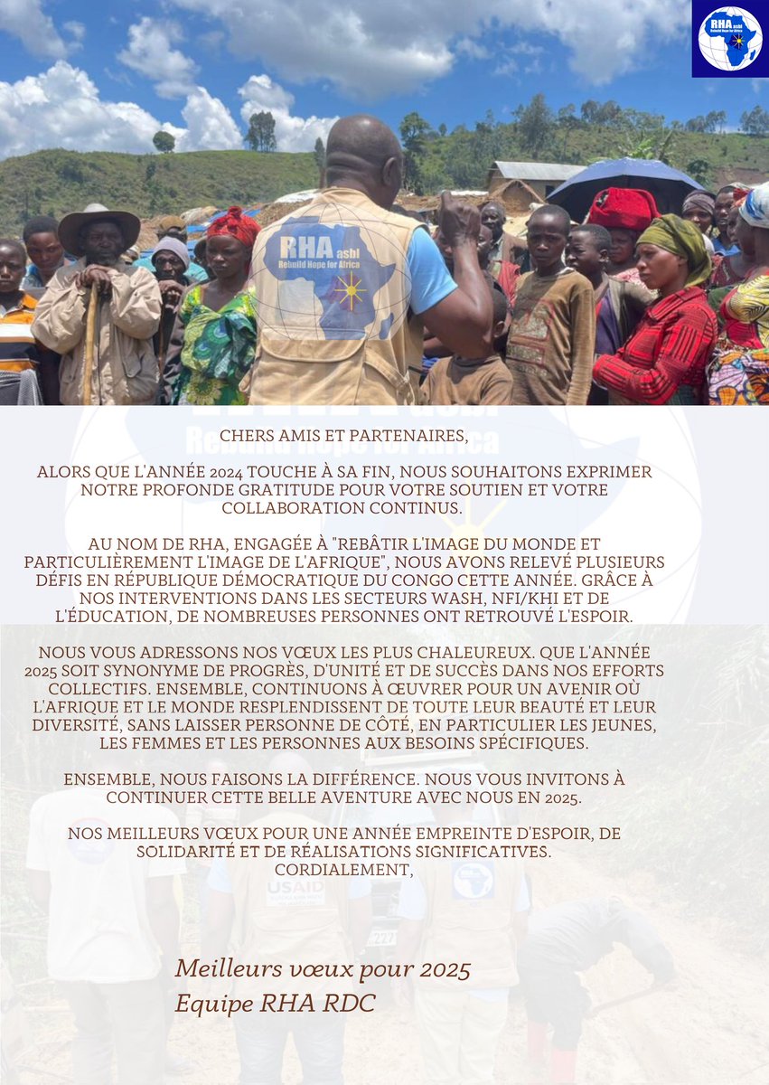 Meilleurs vœux 2024 - 2025 !RHA RDC vous souhaite une nouvelle année pleine de succès, de bonheur et de prospérité. Merci pour votre soutien continu.