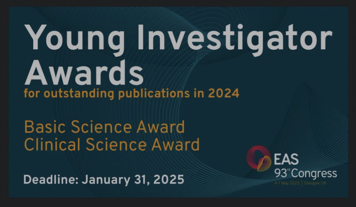 Maria Giovanna Lupo (@mariagi31609461) on Twitter photo Do you think your 2️⃣0️⃣2️⃣4️⃣ publication is so outstanding that it deserves the Young Investigator Award 🏆?
If so, apply here 👇🏻 and fingers crossed 🤞🏻!!!
eas.to/NewsDec17_2024L
<a href="/EASCongress/">EAS Congress</a> <a href="/society_eas/">European Atherosclerosis Society</a> #cardiotwitter #atherosclerosis #lipids #cholesterol Do you think your 2️⃣0️⃣2️⃣4️⃣ publication is so outstanding that it deserves the Young Investigator Award 🏆?
If so, apply here 👇🏻 and fingers crossed 🤞🏻!!!
eas.to/NewsDec17_2024L
<a href="/EASCongress/">EAS Congress</a> <a href="/society_eas/">European Atherosclerosis Society</a> #cardiotwitter #atherosclerosis #lipids #cholesterol
