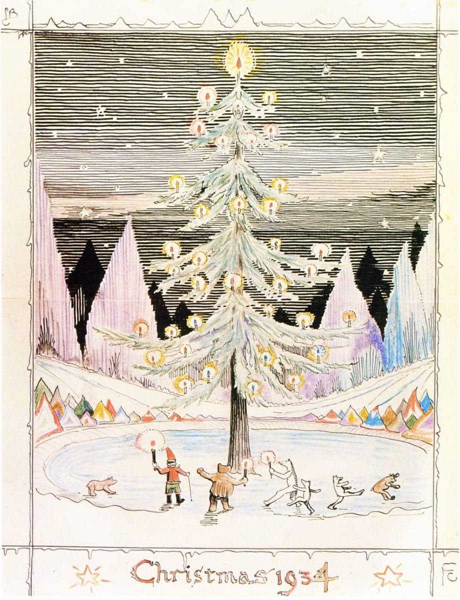 On 24 December 1934: Father Christmas writes to Christopher #Tolkien. They will celebrate Christmas with 100 elves and red gnomes, polar cubs, snowbabies, and Paksu and Valkotukka (nephews of the Polar Bear). Image: © Tolkien Estate from Letters from Father Christmas