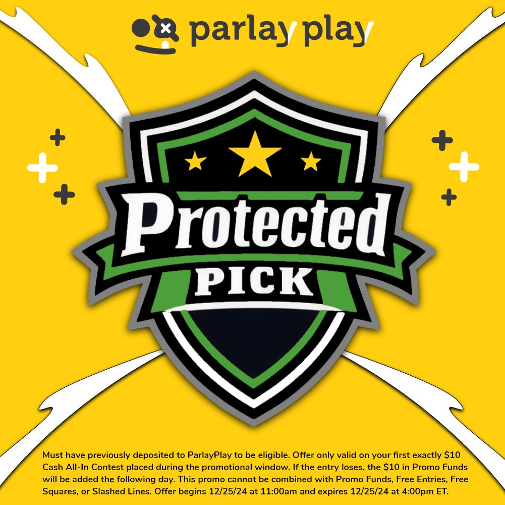 parlay_play's tweet photo. ๐จ๐ก๏ธ Protected Pick ๐ก๏ธ๐จ
Merry Christmas ParlayPlay Family! ๐
Between 11:00 am to 4:00 pm ET. Your first Exactly $10 All-In cash entry is protected ๐ก๏ธ (Available For All Sports) https://t.co/2y3ZEVkktI