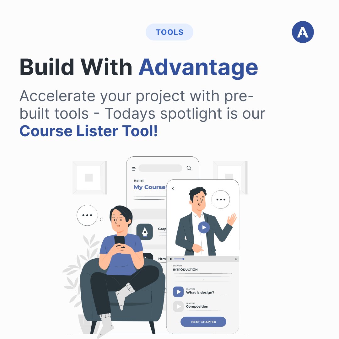🚀 Build with Advantage! Today's spotlight is on our Course Lister Tool – your ultimate solution for organizing and showcasing your courses effortlessly. 

Start listing and watch your enrolments soar! 📈 

#EdTech #CourseLister #BuildWithAdvantage