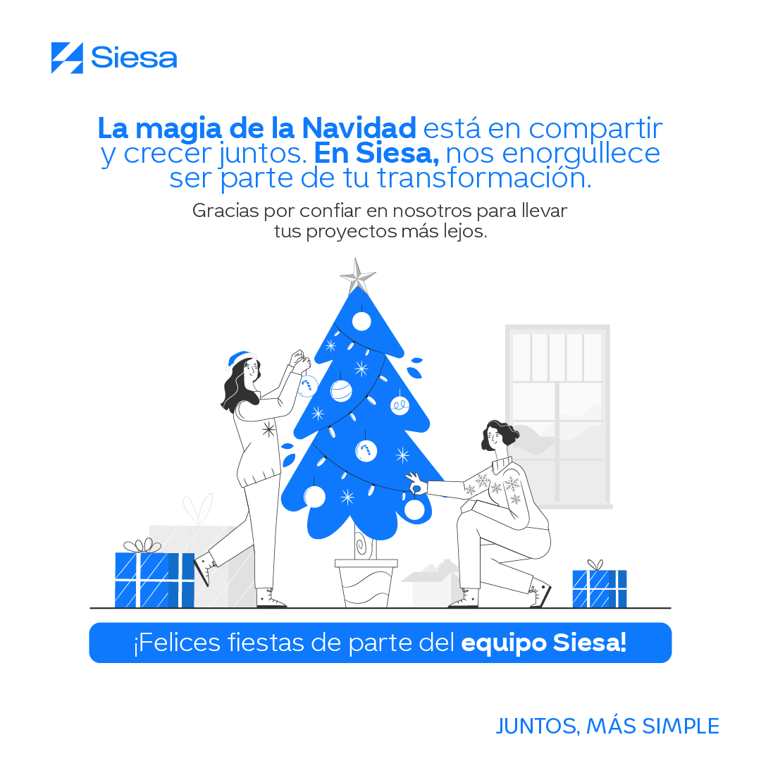 Les deseamos una Navidad llena de momentos especiales, paz y nuevas esperanzas. ¡Que el 2025 traiga consigo un futuro brillante, lleno de nuevas oportunidades para todos!

#TransformaciónConPropósito #FuturoSimple #CrecimientoConSiesa