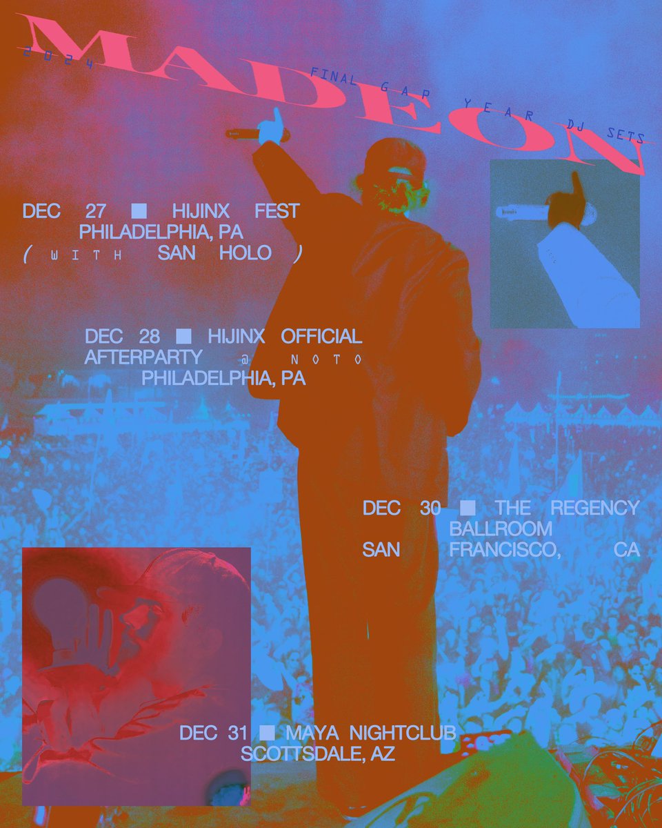final four gap year shows!!!
Philly, SF, Scottsdale
madeon.live