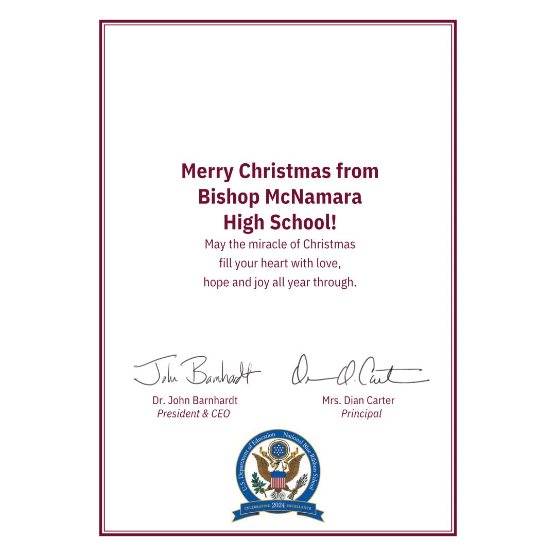 BMHSMustangs's tweet photo. Bishop McNamara High School 2025 Christmas Card!

Cover art designed by Ashton Strobridge ’26.

Happy Holidays from all of us at BMHS! #bmhsfamily https://t.co/DVcMzCFIZ3