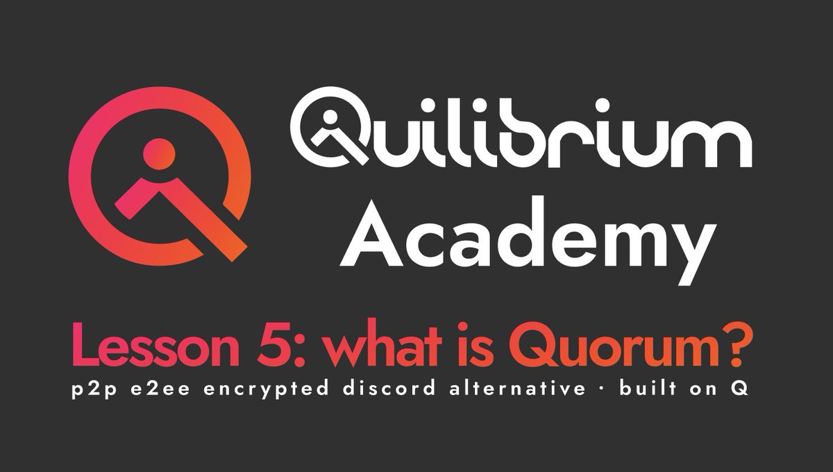 petejcrypto's tweet photo. 🧑‍🎓@QuilibriumInc Academy Lesson 5

TL;DR: Quorum Messenger ("QM") is more than just a Discord clone: it offers the world's first true secure, p2p encrypted group messenger. Running on Q, it addresses  immediate needs while helping secure Q Inc's equity round and adding Q utility.

Long version

What is it?
Quorum Messenger ("QM" for short) is a peer to peer direct and group messenger, with advanced encryption capable of handling extremely large groups with the same bandwidth required as direct messages. QM is an important milestone for the Quilibrium ecosystem. After the token application, it offers the first true dApp running on the Q mainnet while addressing a serious problem in the realm of group messaging clients.

Why is it important?
Recently, @CISACyber has provided urgent guidance for users to switch to end to end encrypted messengers. The risks of authorized surveillance are greater than ever. Centralized applications, like Discord, have some E2EE encryption but not for all messages. Moreover, Tencent owns a significant portion of Discord, a fact that they don't love to publicize. 

Prominent minds in the crypto space have been calling for a true p2p encrypted group messenger for ages, including @VitalikButerin (Ethereum). QM is well-positioned to fill that void.

A Discord copycat?
Providing a familiar user experience is important for enabling users to easily migrate to QM from other messaging applications. QM is targeting feature parity with Discord and other popular group messaging apps, but will include additional features that benefit the web3/crypto ecosystem. Discord relies on a ton of third party integrations to cobble together a typical crypto-focused community (with token gating for example). Imagine the possibilities of a group messenger built from the ground up with crypto in mind. 

Ease of Use
Creating an account on QM is as easy as creating a new Passkey on your mobile device. No need to create a wallet, install a browser extension, or connect Metamask. Part of Q's alternative thesis to consumer crypto is enabling people to use it without even knowing it.

Immediate utility for $QUIL / $wQUIL
QM is free to use, but offers premium features (QM "Apex") similar to Discord Nitro for a subscription. That subscription will initially cost 50 QUIL per month (~$5 USD) but will be adjusted automatically to be predictable against stable currencies. Furthermore, users will be able to authorize debits from their Q accounts to automatically fund their subscription should they choose. (I suspect we'll also see easier fiat/credit card on-ramping in the future to provide Discord-level familiarity to a crypto-native platform: fiat > QUIL > Apex payment.)

A catalyst for closing Q Inc's equity round
We know that Quilibrium Inc has been raising funds silently for the past many months. They have been steadfast in their mission to not offer token warrants to VCs, ensuring the Q ecosystem is entirely "fair launch". The only way to acquire tokens is through running nodes and providing compute to the network. While this has made things more challenging from a crypto raise perspective, it positions the project for success and ensures the right partners are brought on who see the potential in Q Inc, and not just the token. Q Inc is unable to discuss the status of the raise due to legal concerns, but real utility for the network and a revenue source for Q Inc will surely act as a catalyst to close the equity round and enable the "hiring frenzy" that @cass_on_mars has promised. Discord Nitro is a huge money maker for the platform, and QM only needs to capture a small % of that for it to be wildly profitable. 

Open Source
QM is open source, and we can expect a lot of third party integrations and apps to emerge that build upon and improve Q Inc's base functionality. This offers a lot of exciting opportunities for the platform.

High performance
QM relies on Quilibrium's advanced layer 1 network to facilitate message passing at a rate comparable to other social platforms. This is a concrete use case and demonstration of Q's abilities as a decentralized network. 

The Quorum Messenger public beta is coming Christmas Day 👇
https://t.co/puEGY6o2GZ

There is also an FAQ posted that covers additional questions about the platform. Be sure to check it out!