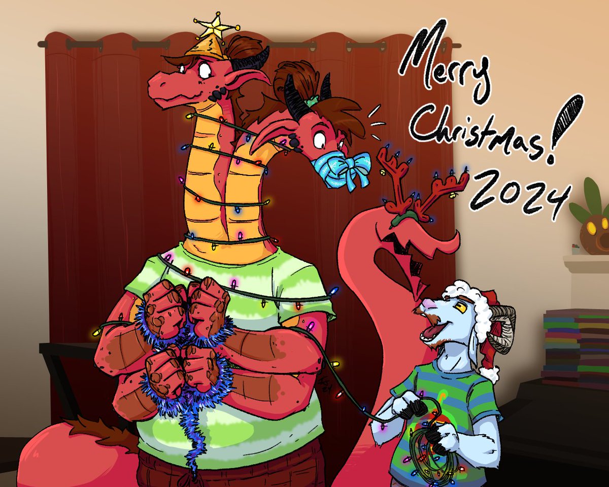 Supah_Dragoon's tweet photo. Hope everyone has a great Christmas if you celebrate and a Happy Holidays to everyone else from myself and my wonderful BF Rocko~~<3 https://t.co/2QuMkiO65Y