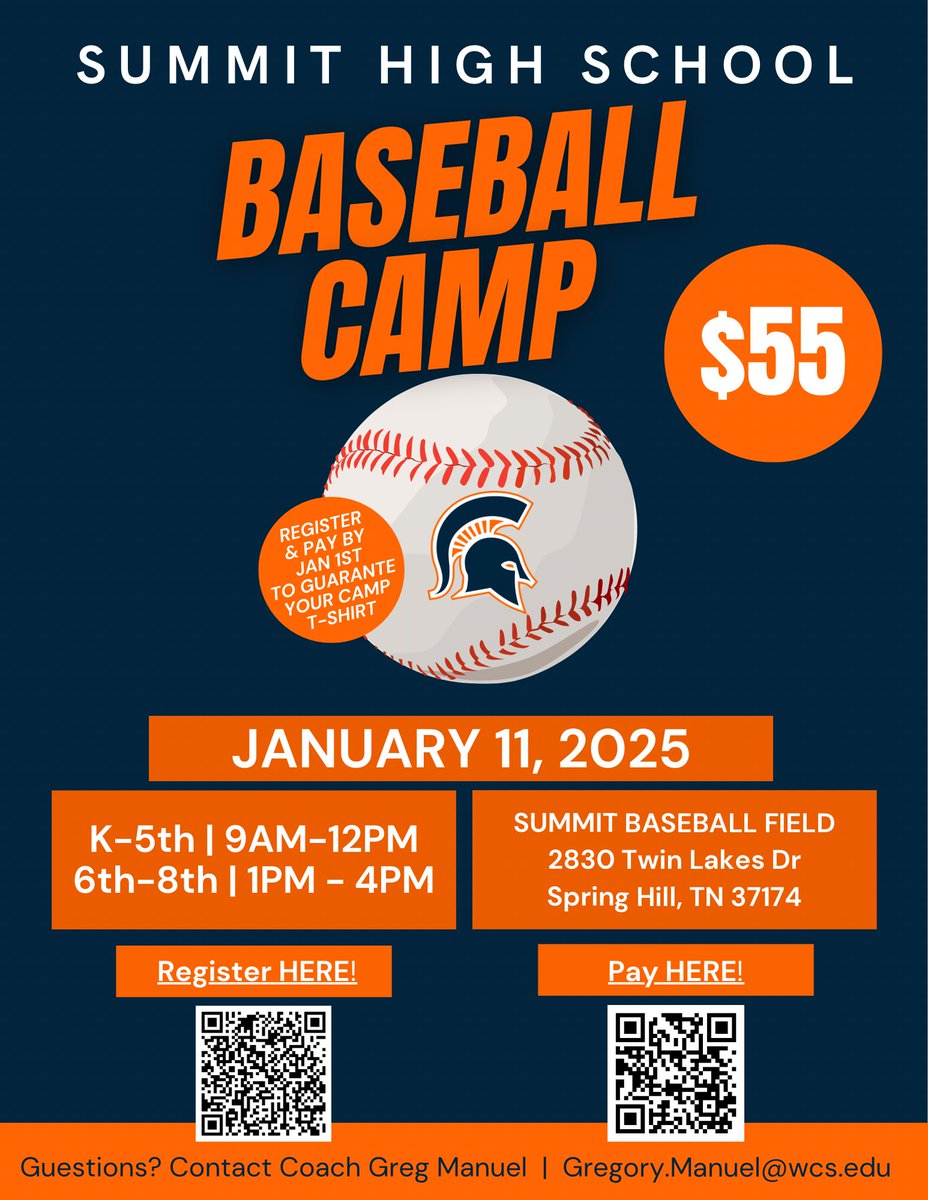 Summit Baseball (@wcsshsbaseball) on Twitter photo 🚨WINTER CAMP IS COMING🚨Current and Former players, Incredible Prizes, Great Instruction, and FUN! Space is limited, secure your spot today!
docs.google.com/forms/d/e/1FAI…
square.link/u/2CLFSezR
#olesparty #evertrue <a href="/wcsSHSAthletics/">Summit Spartans Athletics (TN)</a> <a href="/wcsSHS/">Summit High School (TN)</a> 🚨WINTER CAMP IS COMING🚨Current and Former players, Incredible Prizes, Great Instruction, and FUN! Space is limited, secure your spot today!
docs.google.com/forms/d/e/1FAI…
square.link/u/2CLFSezR
#olesparty #evertrue <a href="/wcsSHSAthletics/">Summit Spartans Athletics (TN)</a> <a href="/wcsSHS/">Summit High School (TN)</a>