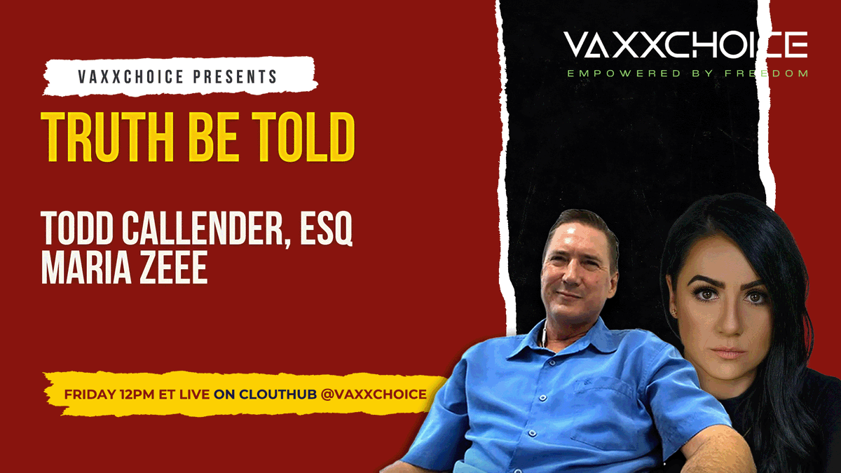VaxxCHOICE's tweet photo. TOMORROW is an episode you NEED to see if you missed it when it aired earlier this year! @zeeemedia sits with #ToddCallender to discuss 5G and whats going on in her country and ours! Tomorrow at 12pm ET https://t.co/tzBdHGc078