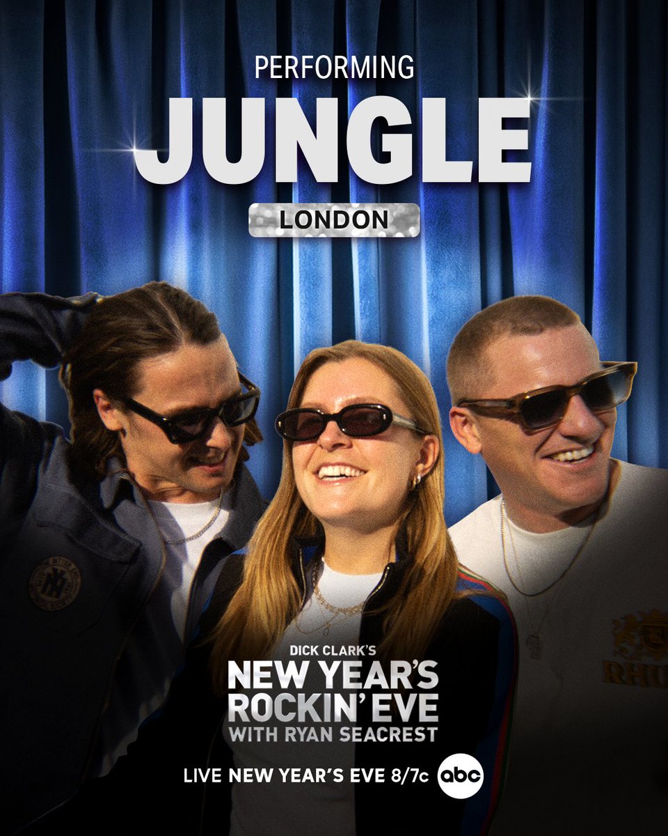Jungle (@jungle4eva) on Twitter photo We’re excited to join the legendary New Year’s <a href="/RockinEve/">New Year’s Rockin’ Eve</a> with <a href="/RyanSeacrest/">Ryan Seacrest</a> to perform ‘Back on 74’ and ‘Keep Moving’ from London 🤩🤩🤩 Tune in New Year’s Eve at 8/7c on <a href="/ABC/">ABC News</a> 🇺🇸 We’re excited to join the legendary New Year’s <a href="/RockinEve/">New Year’s Rockin’ Eve</a> with <a href="/RyanSeacrest/">Ryan Seacrest</a> to perform ‘Back on 74’ and ‘Keep Moving’ from London 🤩🤩🤩 Tune in New Year’s Eve at 8/7c on <a href="/ABC/">ABC News</a> 🇺🇸