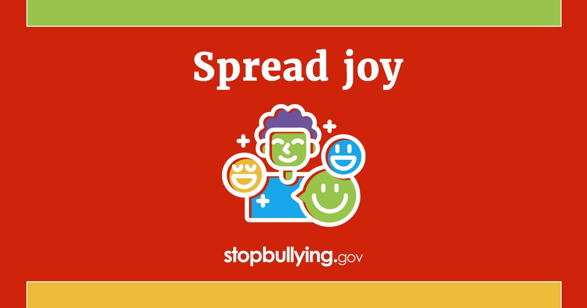 Spreading joy and positivity to kids is one of the best ways you can help prevent bullying – and it’s a great way to get in the holiday spirit! ❄️

Visit StopBullying.gov to learn more. #StopBullying #Positivity #HappyHolidays