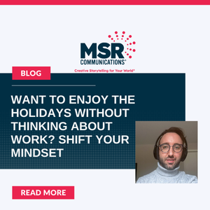 MSR_PR's tweet photo. Feeling weighed down by work stress?  Shift your mindset, let go of what’s out of your control, and focus on joy this holiday season. Read Trevor’s latest blog for more tips! 

 #MSR #PR #PublicRelations #AgencyLife #PRadvice #PRblog #PRagency #MentalHealthMatters #MentalHealth https://t.co/wNsJdTZ0gC