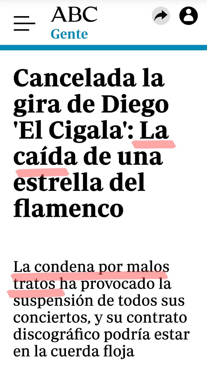 NuriaCSopena's tweet photo. Estimado @abc_es 

❌No es "la caída de una estrella" si no la consecuencia directa de ser un maltratador.

❌Y la condena por malos tratos no ha provocado  nada. Si no él que es un terrorista machista. https://t.co/69NT3Tifbg