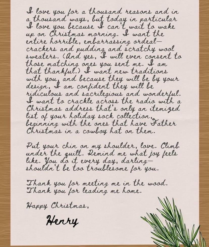 honeym00nfadess's tweet photo. time for my yearly cry over henry’s christmas letter to alex https://t.co/1MwlOhGSHI