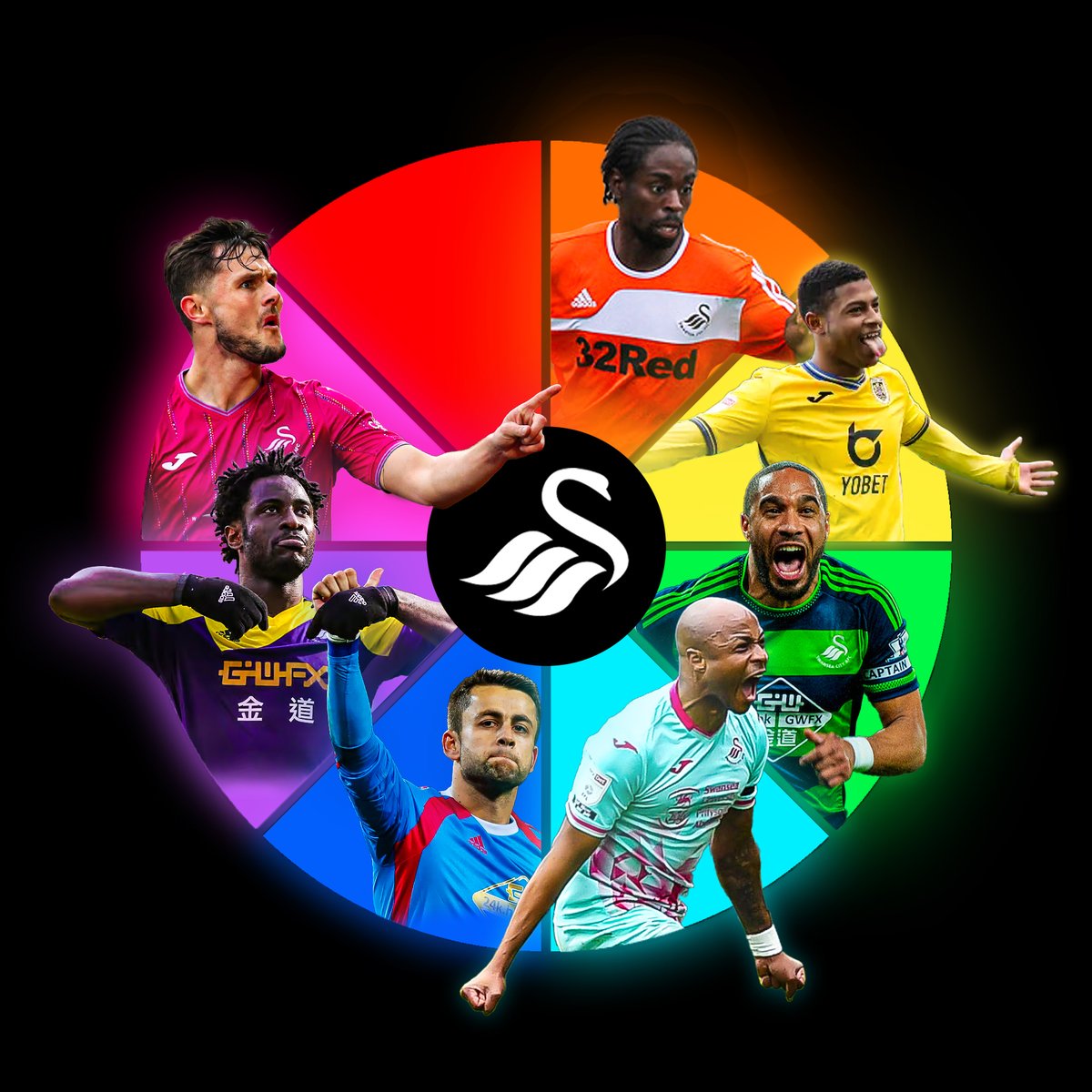 Swansea City Colour Wheel

The Kilgetty Messi - Liam Cullen is in 🏴󠁧󠁢󠁷󠁬󠁳󠁿

The final section, who gets in the red?

#Swans #SCFC