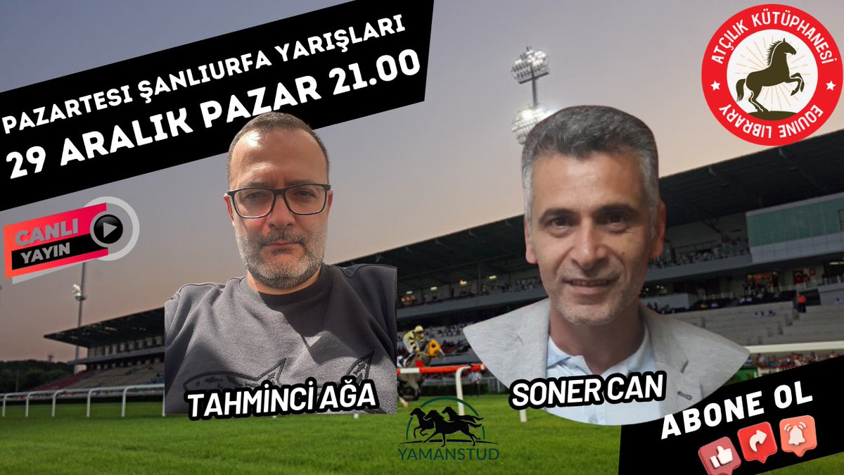 AtcilikKtp's tweet photo. Yaman Stud (@yamanstud3385) Katkılarıyla...             

📢 Atçılık Kütüphanesi’nde Bu Akşam 👇

⏰ 21:00
📍 ŞANLIURFA
🗣️ SONER CAN (@Sonercan2117)
📺 https://t.co/fpcZj0mBt7

⏰ 22:00
📍 BURSA
🗣️ CUMA DEMİRKIRAN (@CumademirkR) ve ONUR BOÇNAK (@onurbocnak16)
📺 https://t.co/lTguBrNWON

🔗 Bildirimleri açmayı unutmayınız. 🤗