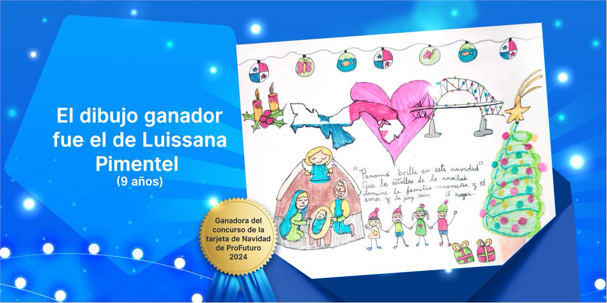 🎄¡Gracias, Luissana, por participar en el concurso de dibujo! Este fue el dibujo ganador para convertirse en la tarjeta de Navidad de ProFuturo 🌟🤩

En esta época, deseamos que la luz ilumine y guíe tu camino hacia un futuro lleno de metas por cumplir 💙