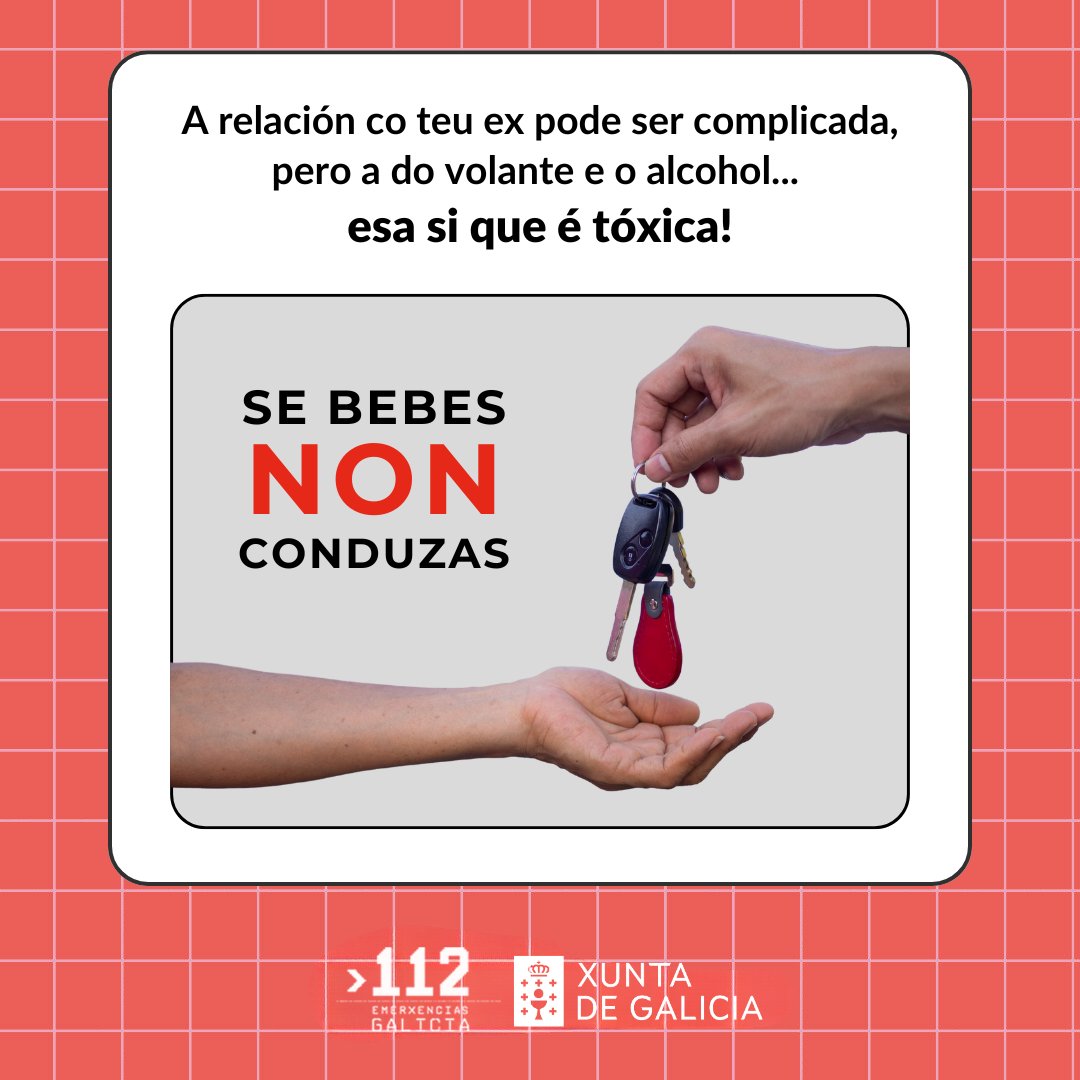 🍷🚘 Beber e conducir? Un "non" máis grande ca árbore de Nadal da praza do Concello. Esta Noiteboa, pide un taxi ou organiza un condutor alternativo. 

O mellor agasallo é chegar seguro a casa.

#112Galicia #sentidiño