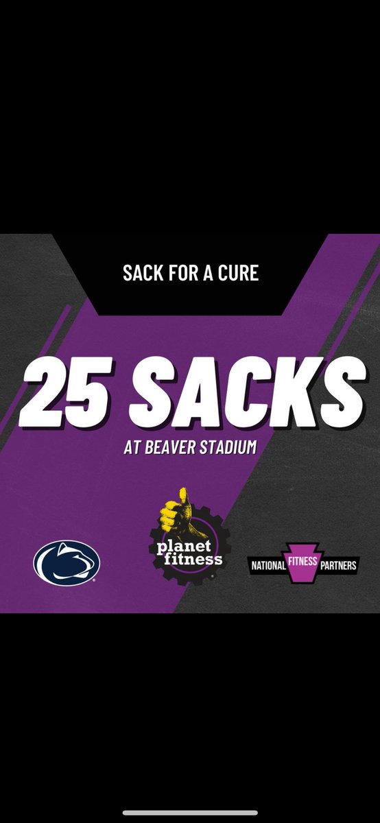 1iamandrews's tweet photo. Through their partnership with @GoPSUSports, @NationalFitnessPartners and @PlanetFitness supported @PennStateTHON this season. The team has recorded 25 sacks in Beaver Stadium, bringing NFP’s THON donation amount to $25,000! #NFP will donate an extra $5,000 to THON! #ForTheKids https://t.co/64ROLhZ2lD