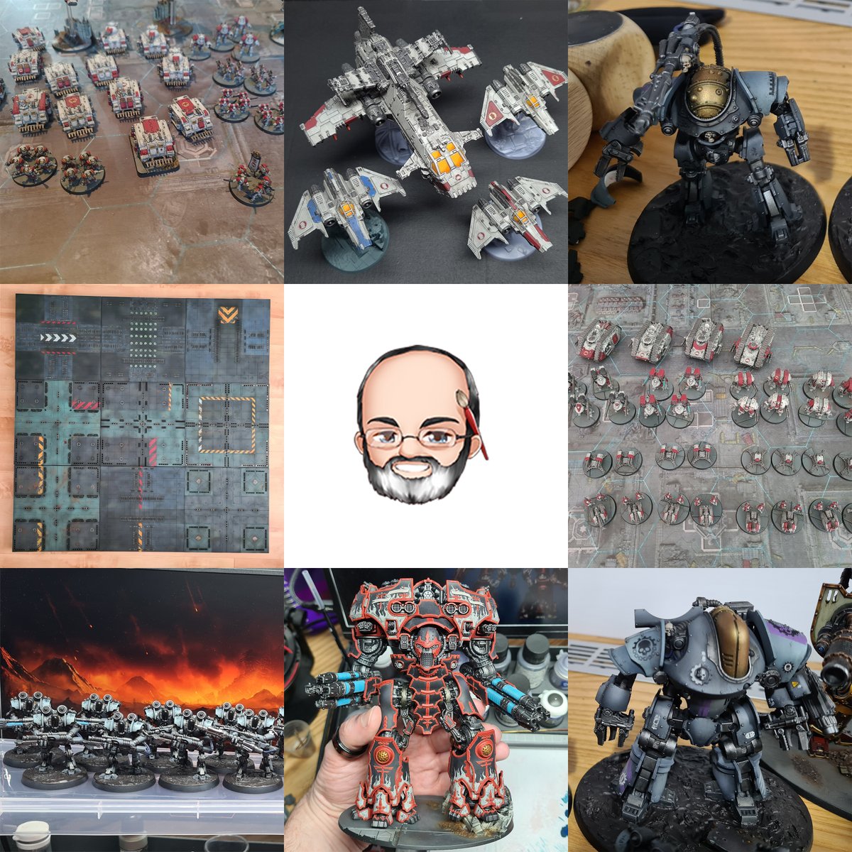 runebrush's tweet photo. I didn't quite realise that I've almost exclusively worked on #HorusHeresy era miniatures this year - the one exception being some #Necromunda mdf tiles 😅  Oh well, not a bad life really https://t.co/3ROrXel9aM