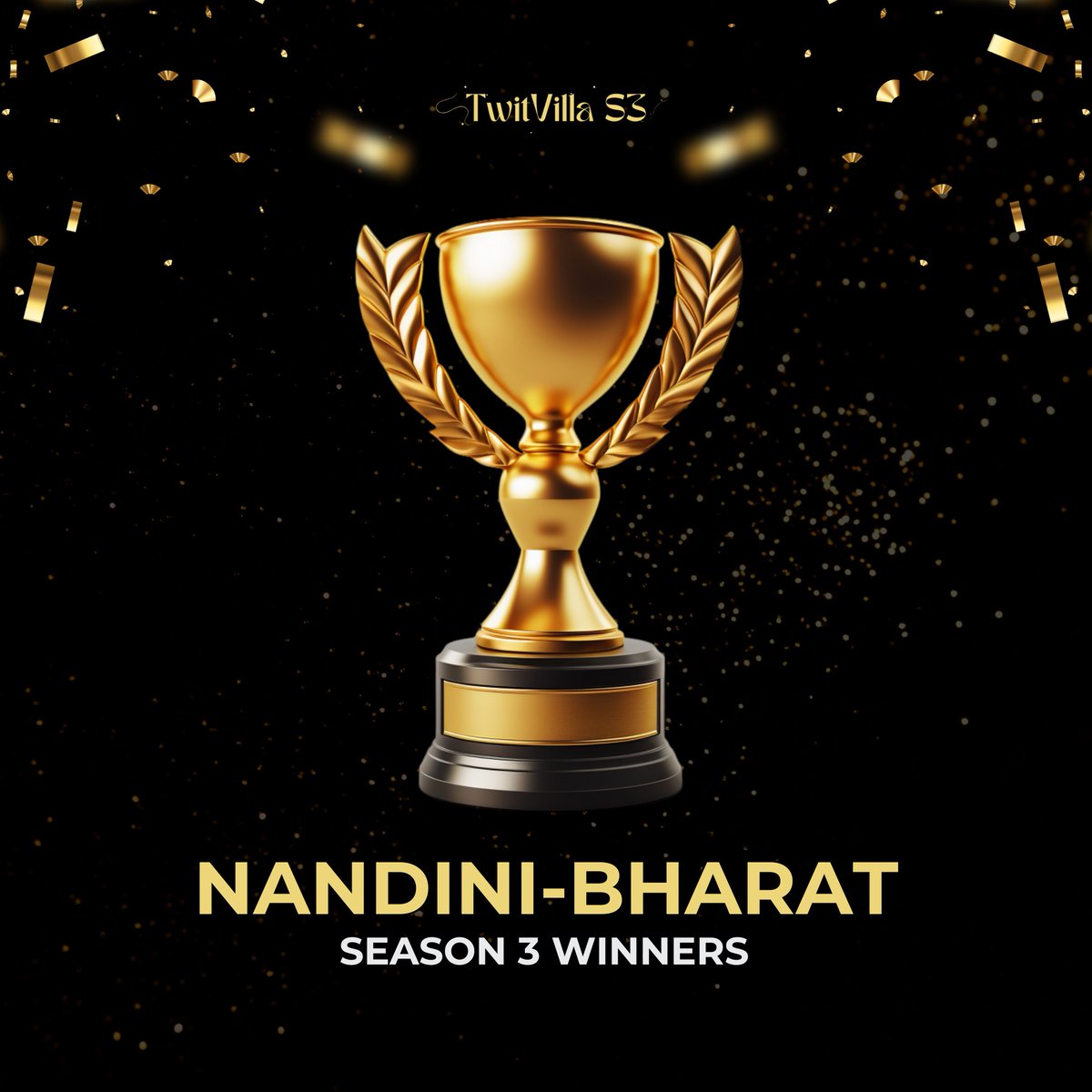 And the crown goes to... Nandini &amp; Bharat! 🏆✨ 
What a journey it’s been! From trivia to stunts, they’ve nailed it all. 

Congratulations to the winners and thanks to everyone for the incredible competition! ✨❤️

@moodynandini 
<a href="/Bharatsharma_20/">Bнαяαт ᥫ᭡</a> 
#TwitvillaFinale #Champions