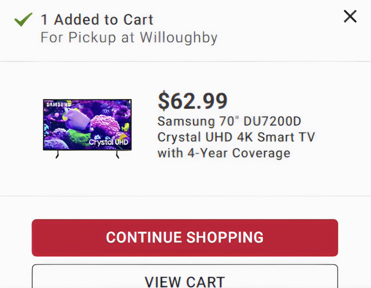 eMoney_HQ's tweet photo. 4K 70’IN SAMSUNG TV FOR $63 📺

COMES WITH 4 YEAR COVERAGE 

ORDER AND PICKUP SAME DAY 🛒
 
LIKE + RT, TO KNOW WHICH HAS IT 🏪 https://t.co/XGfmniUkKi