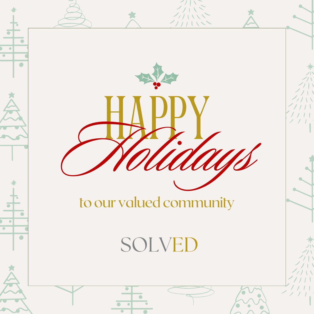 ✨ Gratitude is at the heart of everything we do. This holiday season, we're thankful for each member of our valued community who has made 2024 special. May your holidays be filled with warmth and joy! . . . #SOLVED #CommunityFirst #HappyHolidays #Gratitude #CommunityLove