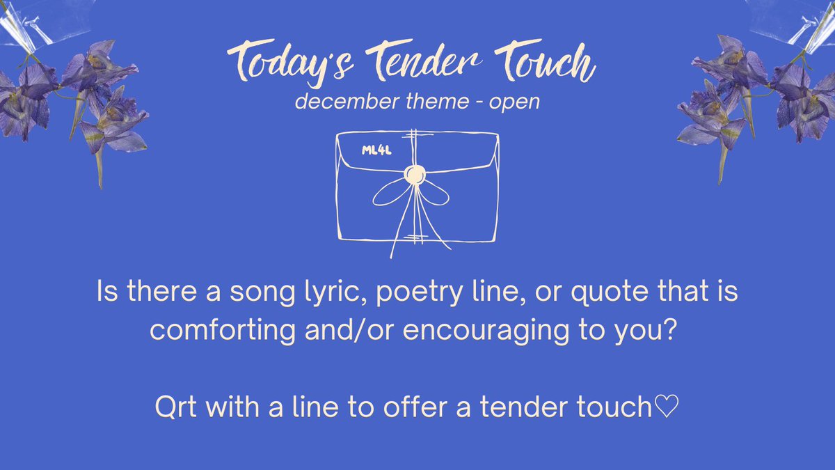 4liberators's tweet photo. Today’s Tender Touch🤍

Are there any lines you have to share?

Qrt and offer a tender touch. 💌 https://t.co/hcPcwIgceW