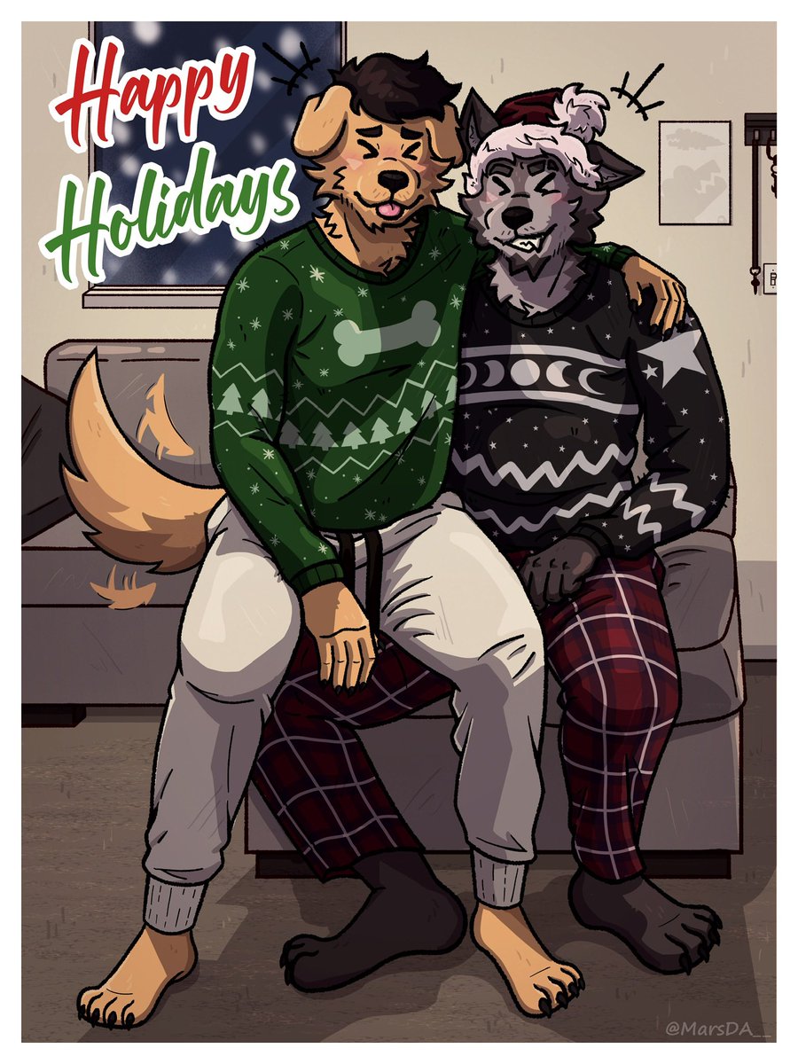 MarsDA__'s tweet image. Happy holidays from the Wolf Den! 🎄
-Mars &amp;amp; Ryo 🐺🐶