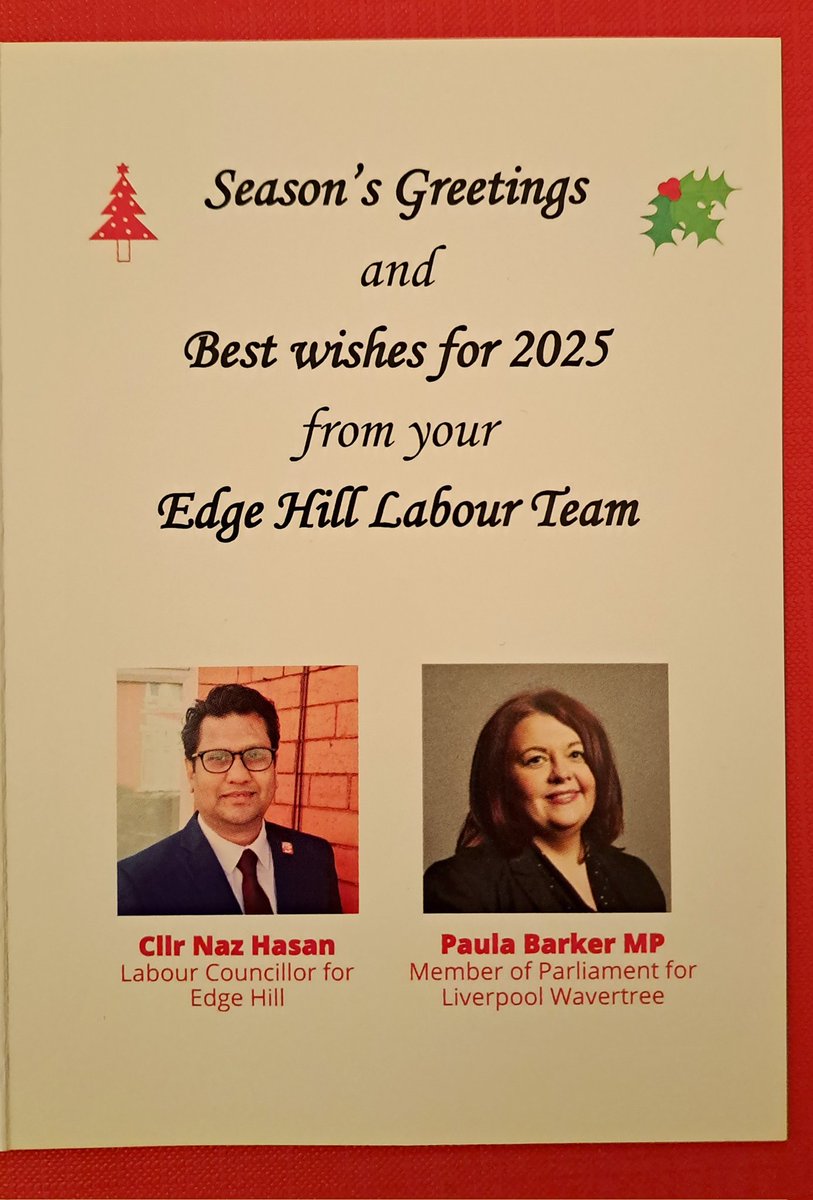 Wishing you all Merry Christmas and a wonderful 2025 from Edge Hill Labour Team. ❤️🎄.
 <a href="/PaulaBarkerMP/">Paula Barker</a> <a href="/LiverpoolLabour/">Liverpool Labour</a>