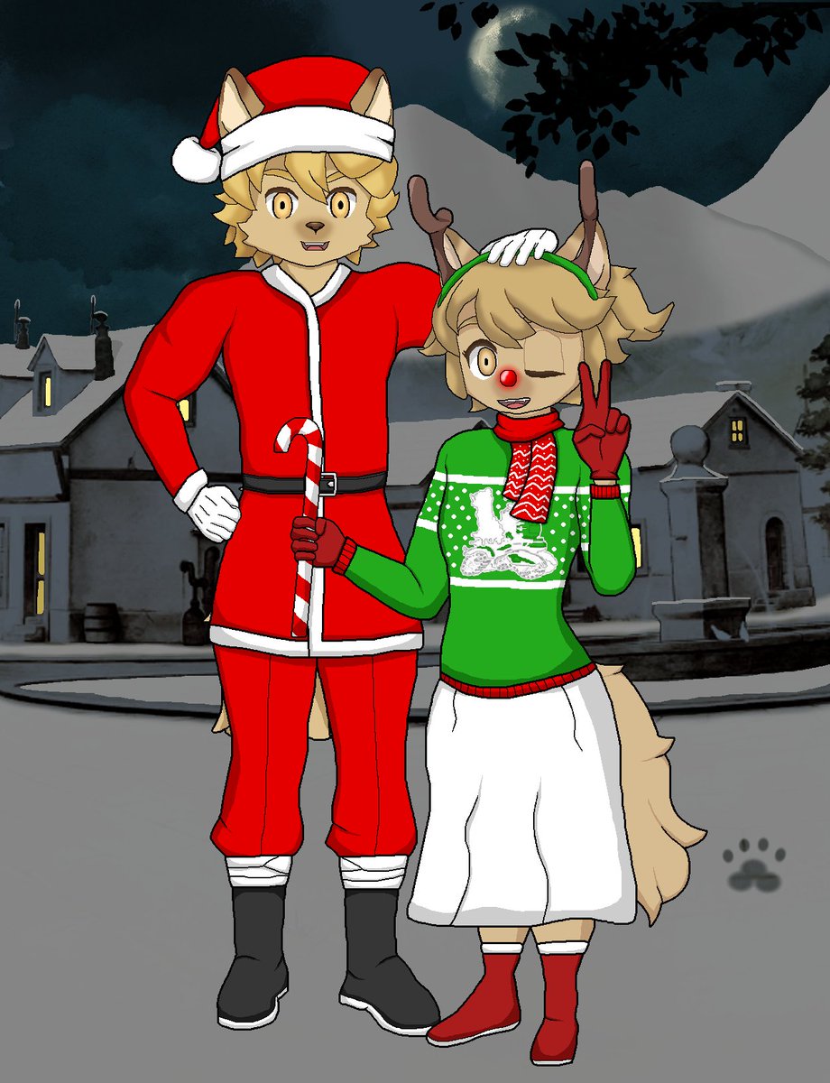 Winter Petit Mona. ❄️Merry Christmas!🎄
Malt &amp; Mei He enjoy in Snow!❄️
#FugaMelodiesofSteel Series.
#戦場のフーガ #Fuga #littletailbronx